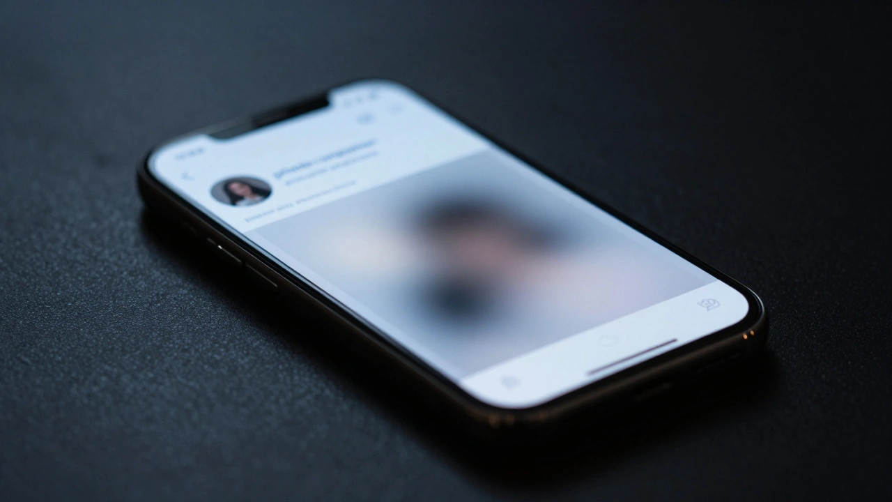 A smartphone screen showing coded escort ads in a dark room, symbolizing deceptive online listings.